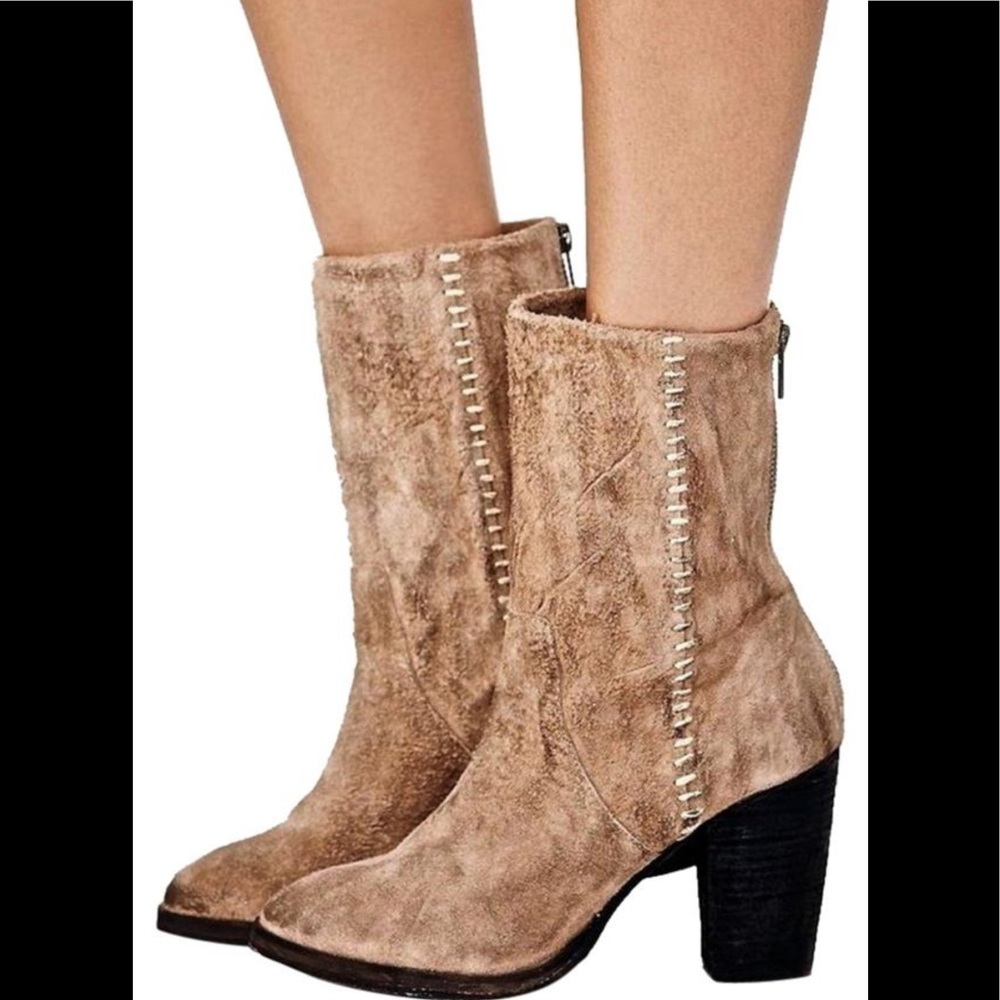 Free People Silk City Feathered Suede